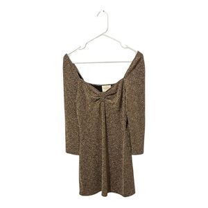 Sezane Apryl Gold and Black Long Sleeve Dress Size M